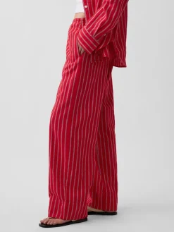 Linen-Blend Easy Wide-Leg Pants