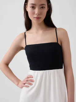 Linen-Blend Empire Waist Maxi Dress