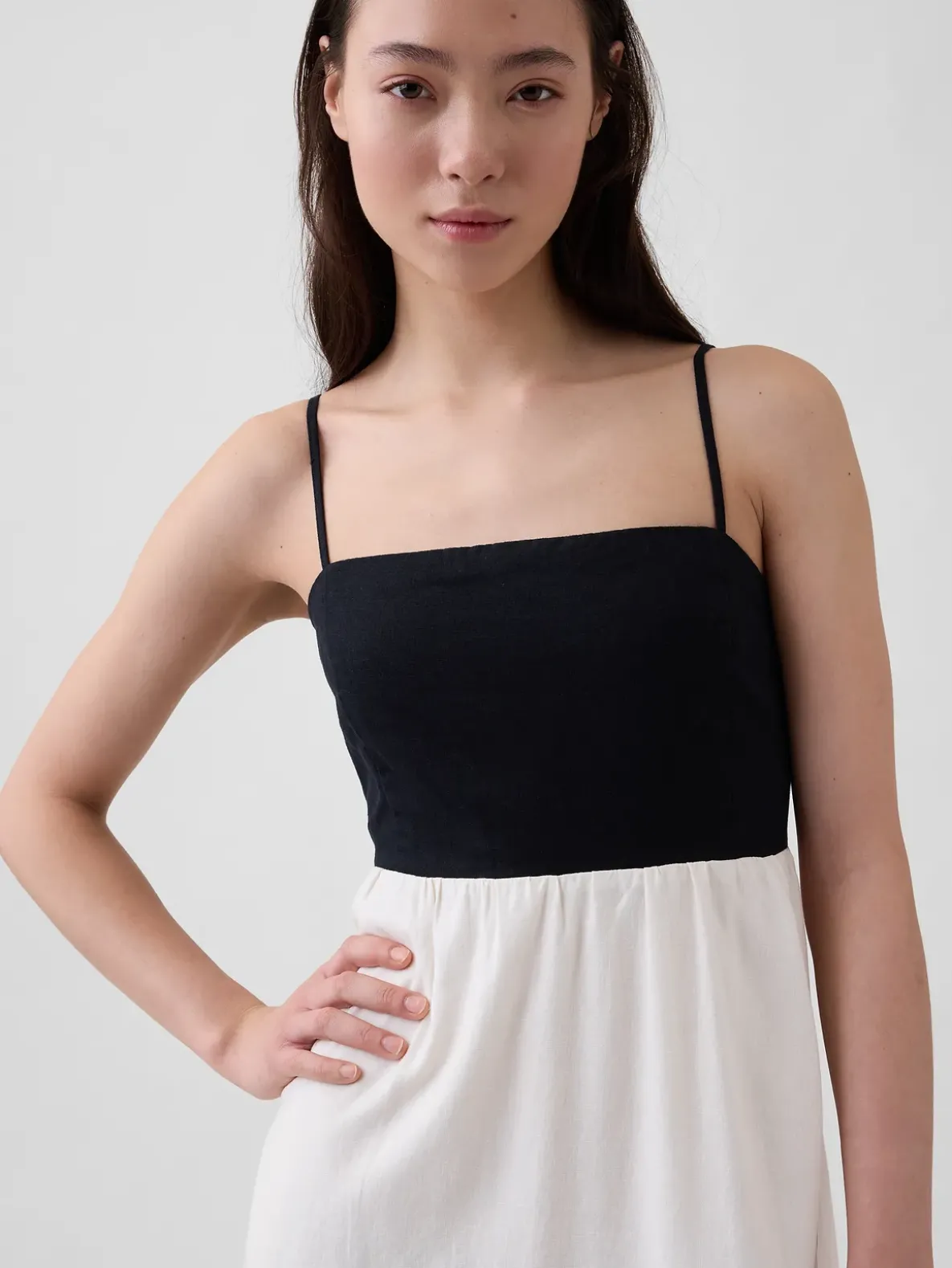 Linen-Blend Empire Waist Maxi Dress