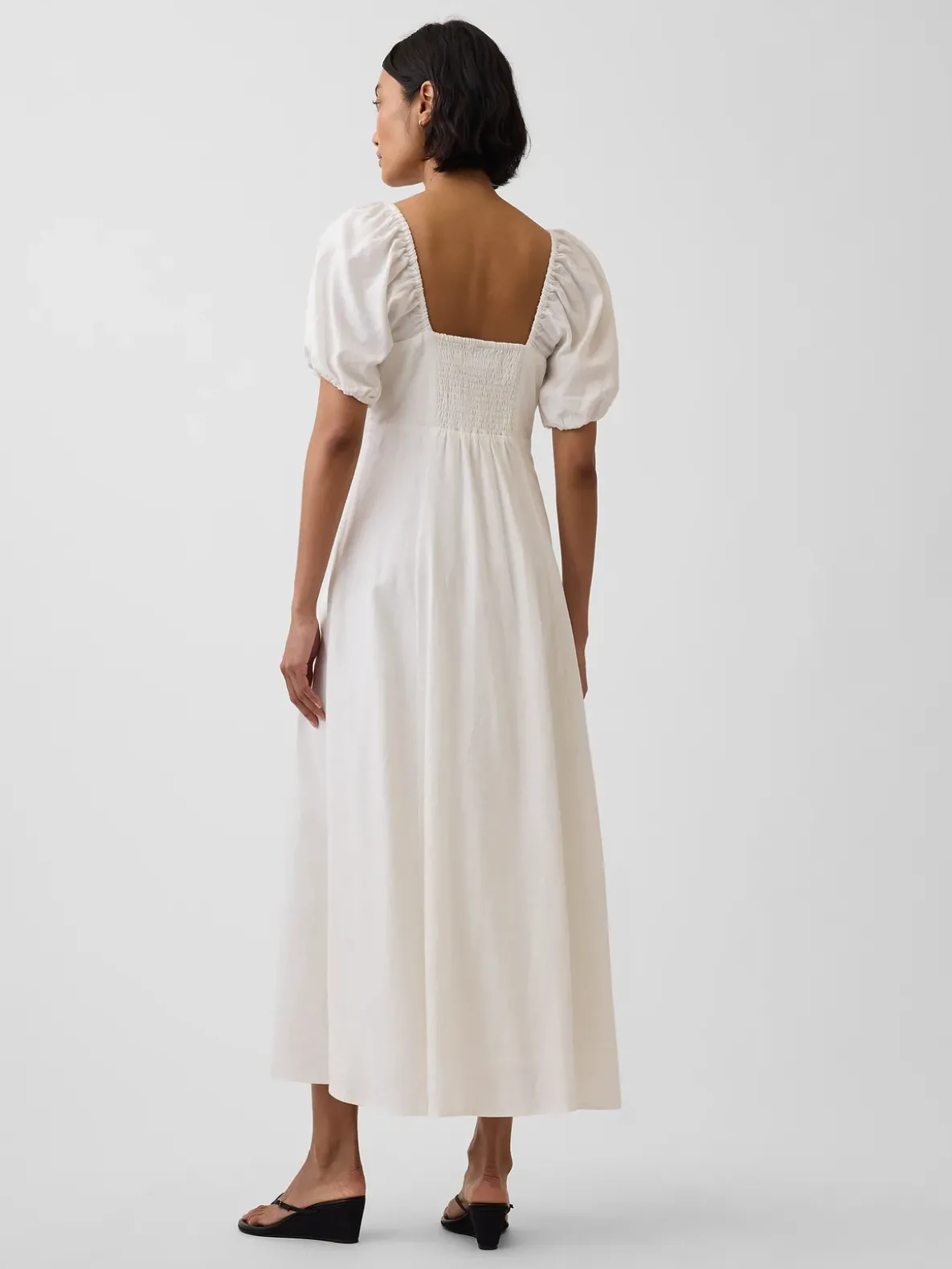 Linen-Blend Empire Waist Maxi Dress