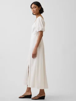 Linen-Blend Empire Waist Maxi Dress