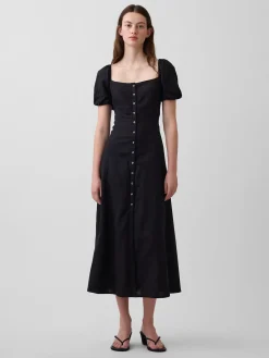 Linen-Blend Empire Waist Maxi Dress