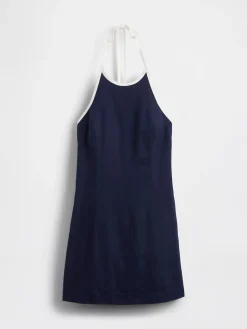Linen-Blend Halter Mini Dress