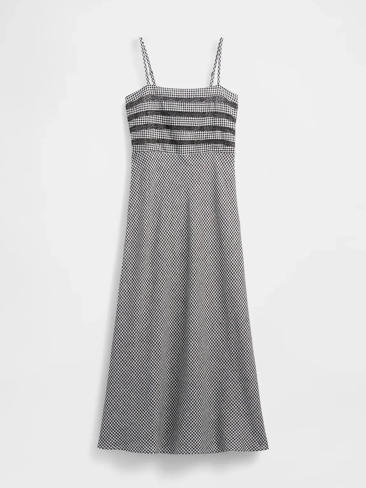 Linen-Blend Lace Inset Maxi Dress