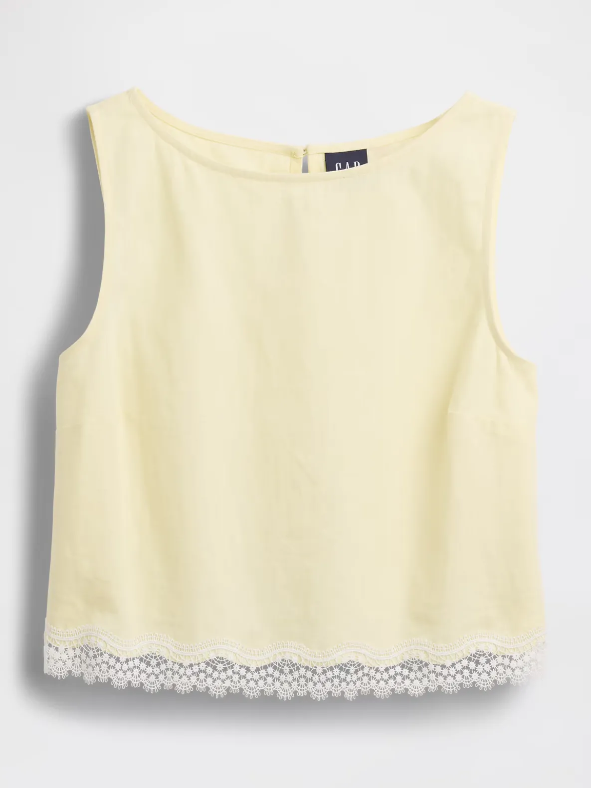 Linen-Blend Lace-Hem Crop Shell Top