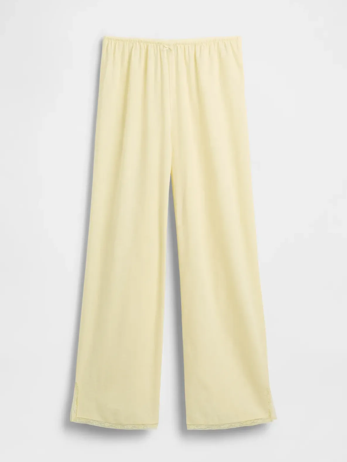 Linen-Blend Lace-Hem PJ Pants