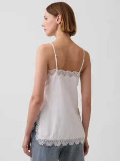 Linen-Blend Lace-Trim Cami