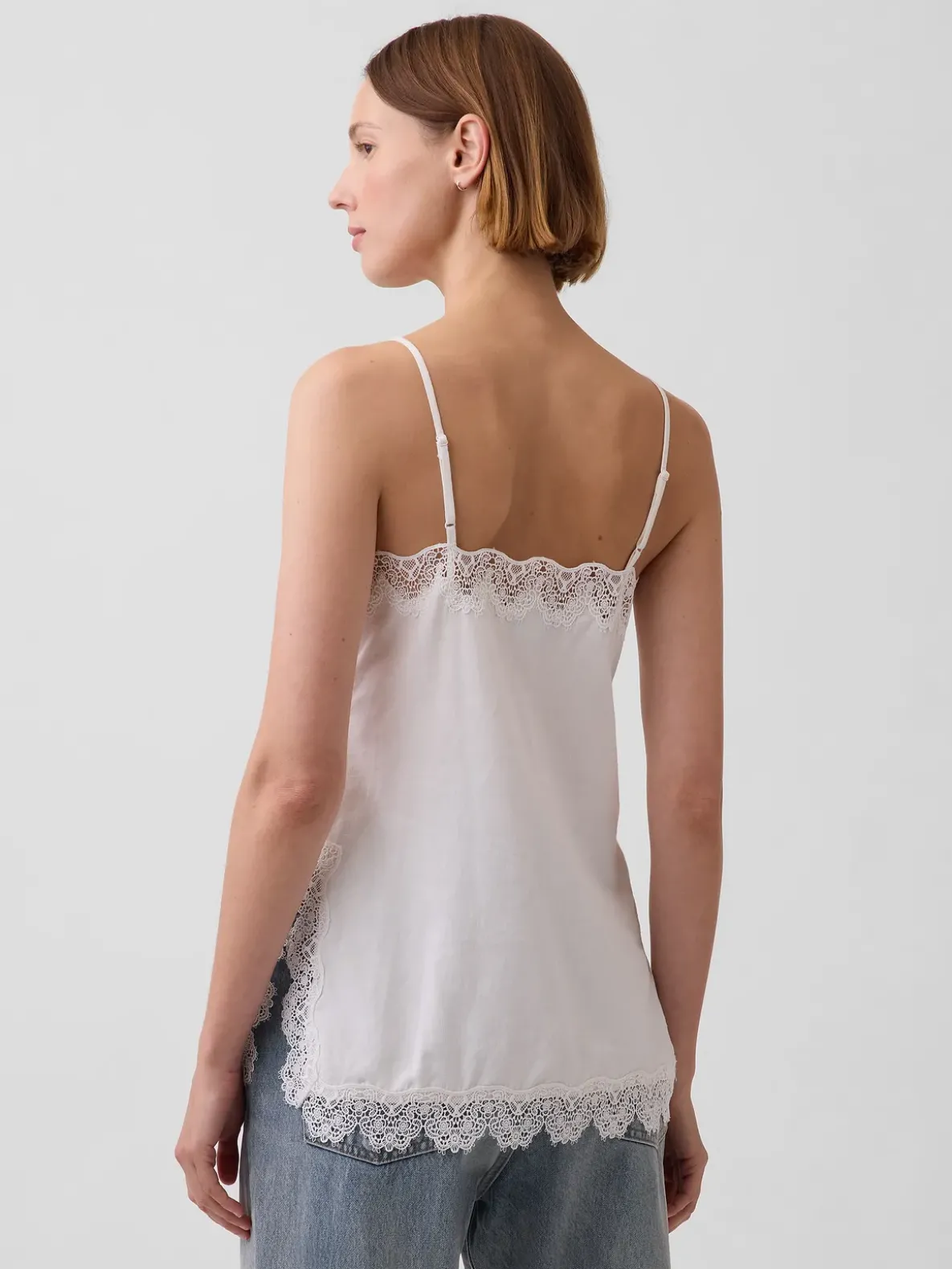 Linen-Blend Lace-Trim Cami