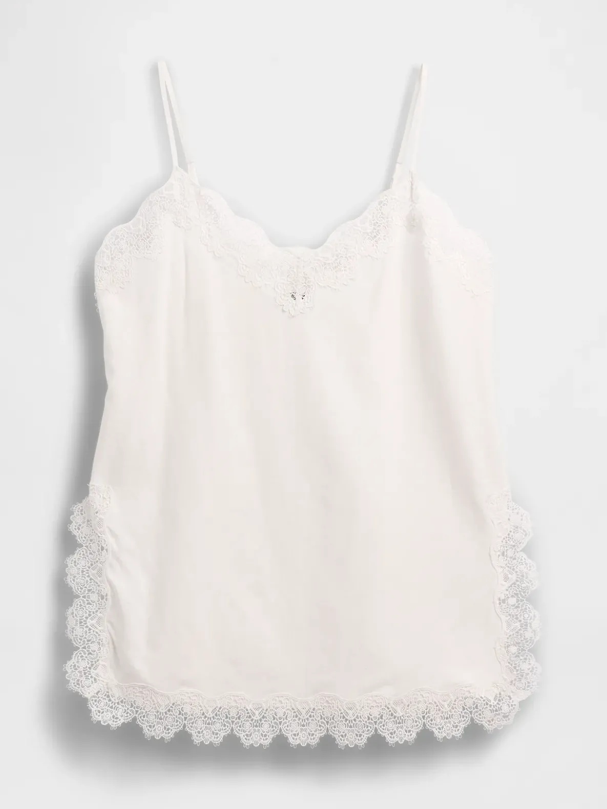 Linen-Blend Lace-Trim Cami
