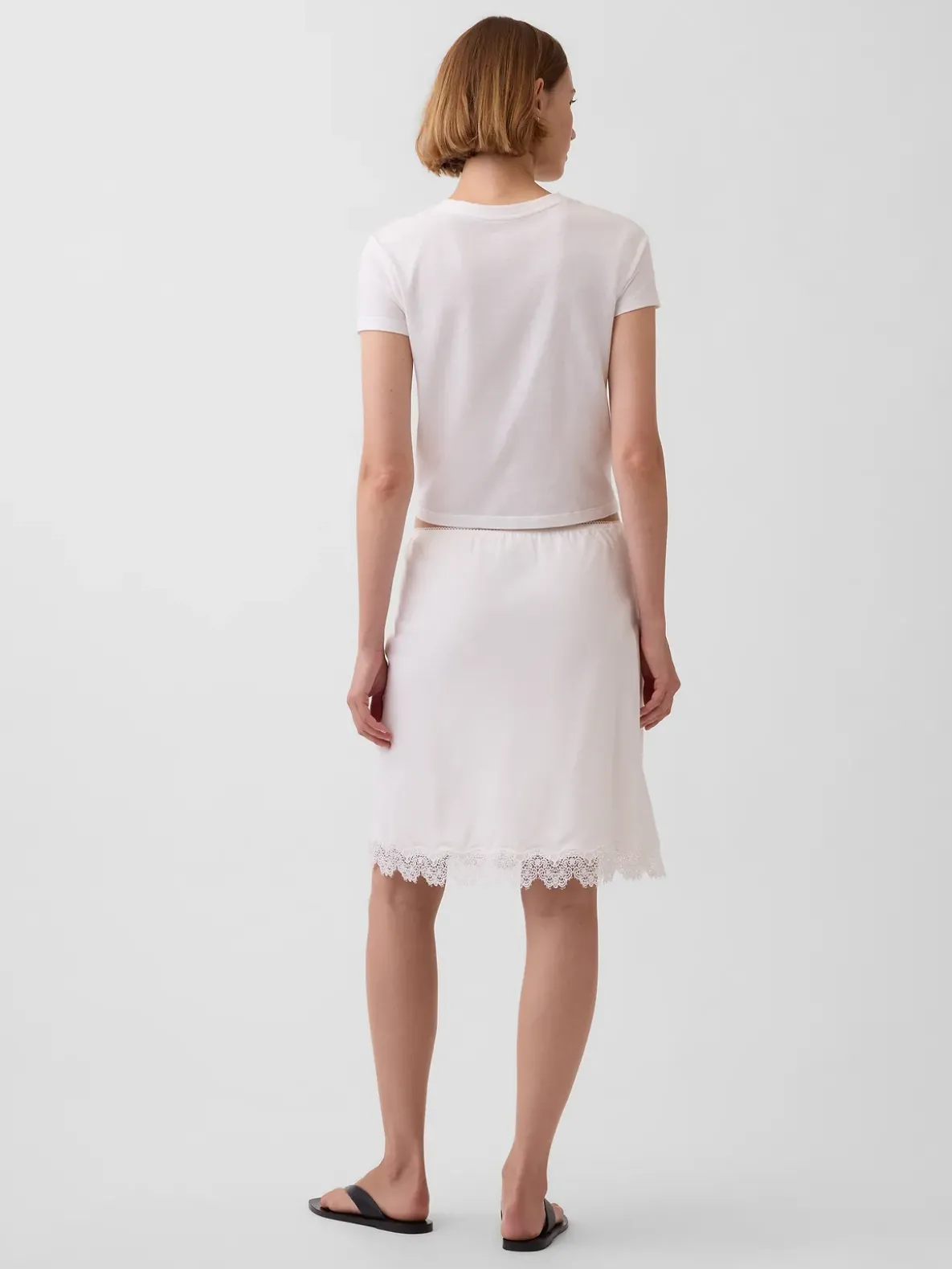 Linen-Blend Lace-Trim Skirt