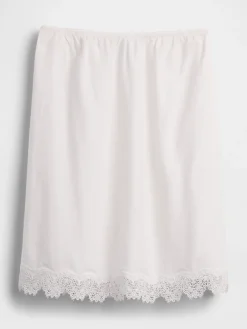 Linen-Blend Lace-Trim Skirt