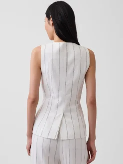 Linen-Blend Longline Vest