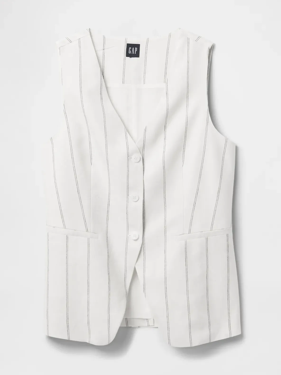 Linen-Blend Longline Vest