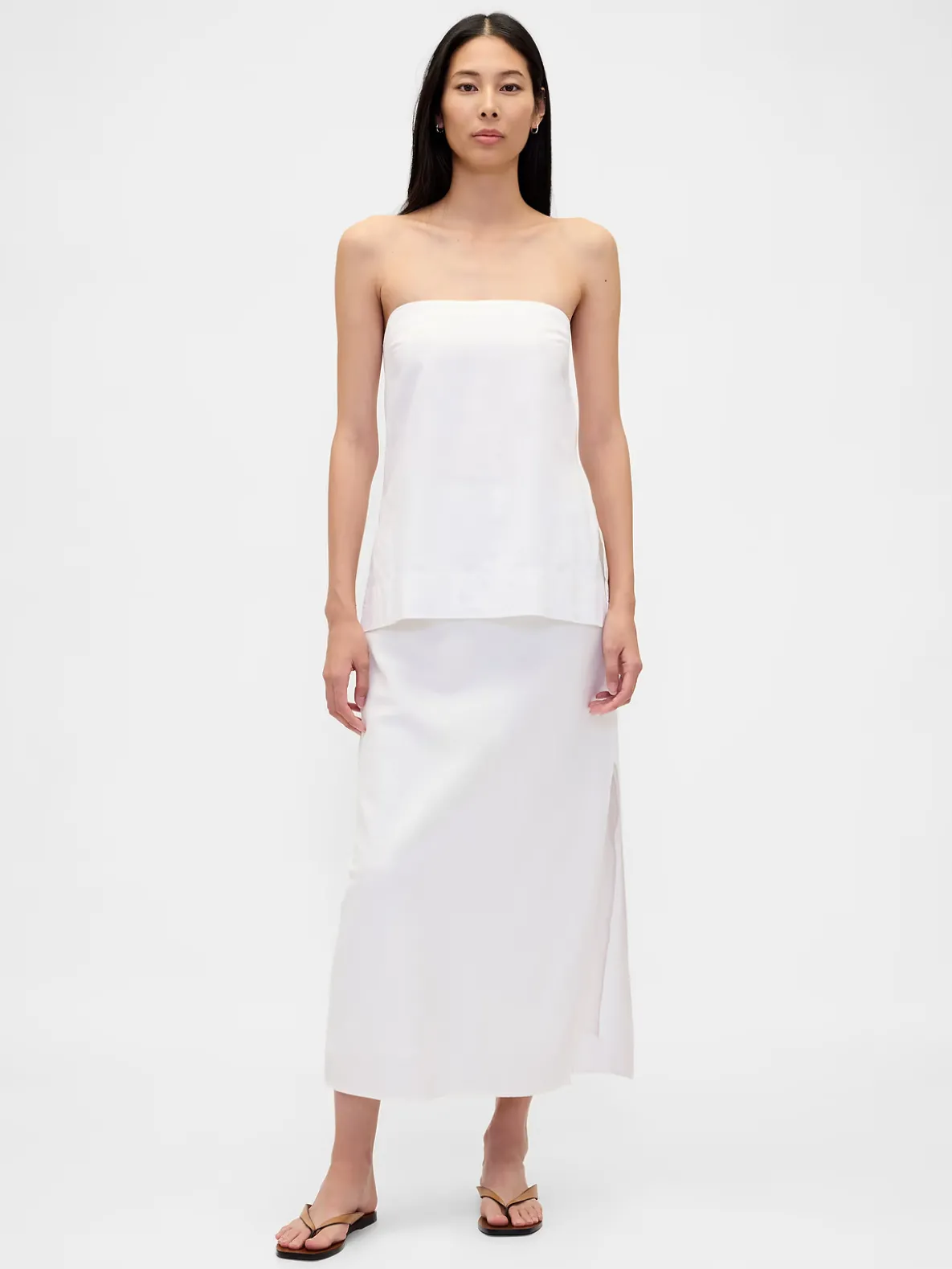 Linen-Blend Maxi Skirt