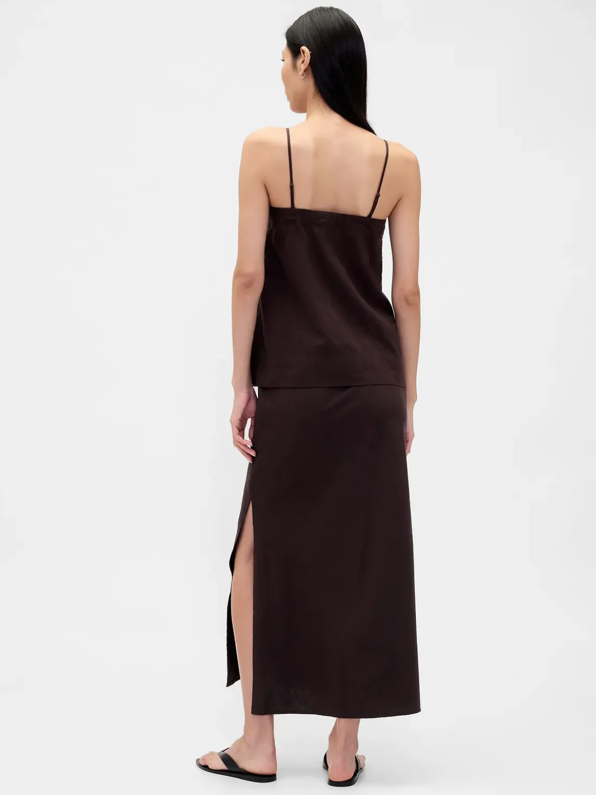 Linen-Blend Maxi Skirt
