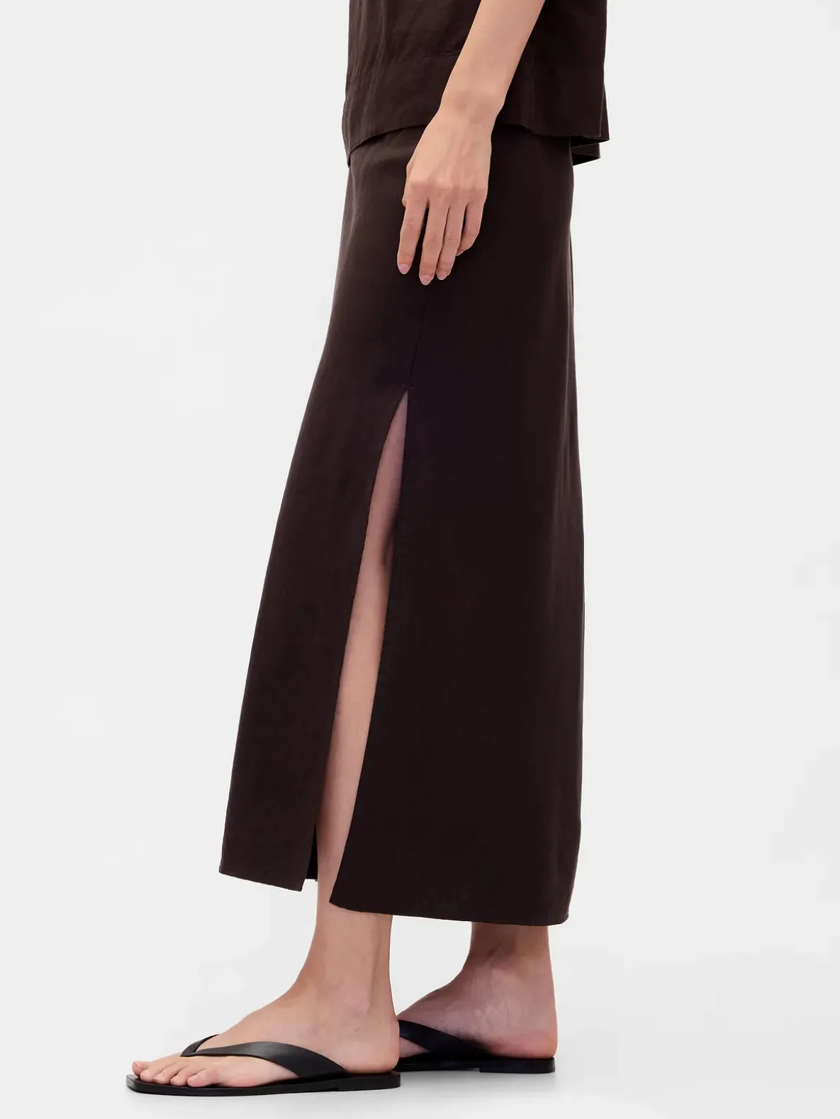 Linen-Blend Maxi Skirt