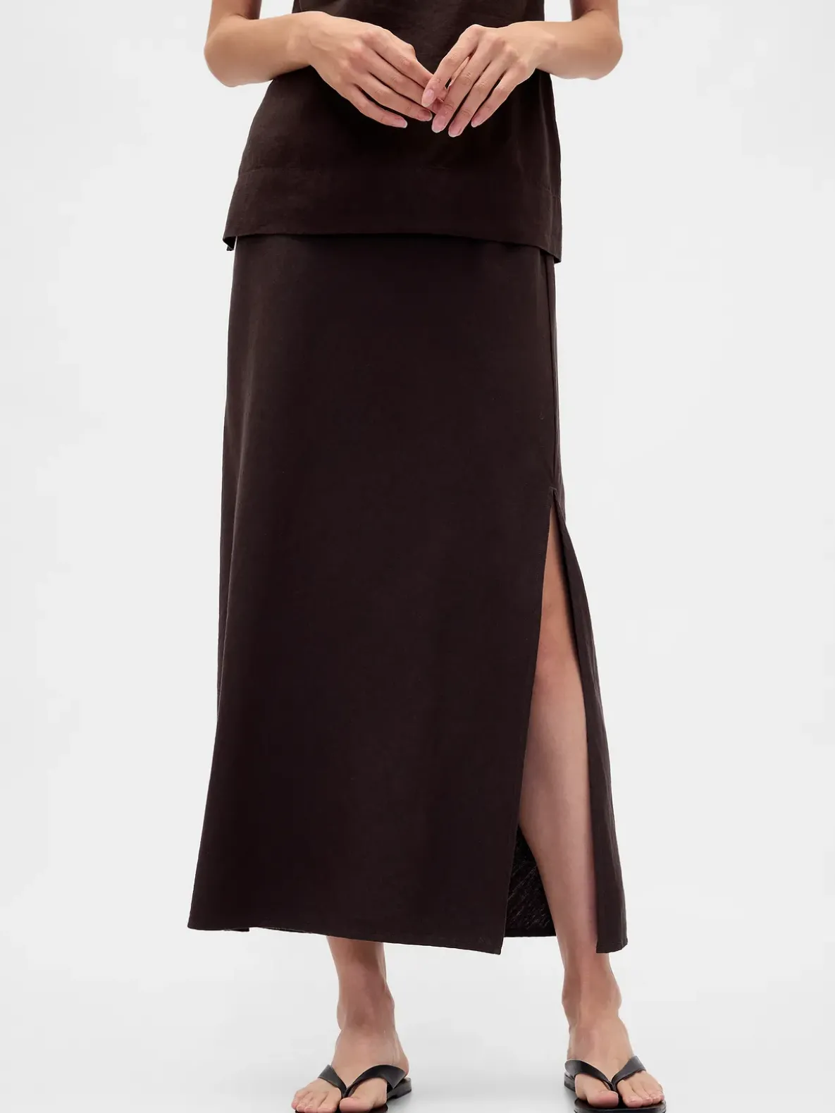 Linen-Blend Maxi Skirt