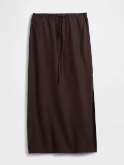 Linen-Blend Maxi Skirt