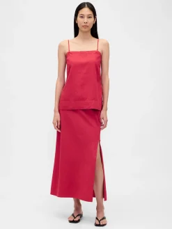 Linen-Blend Maxi Skirt