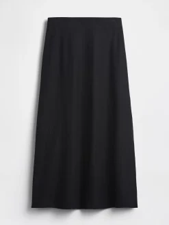 Linen-Blend Maxi Slip Skirt