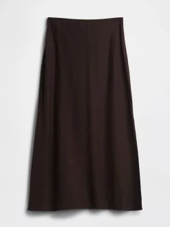 Linen-Blend Maxi Slip Skirt