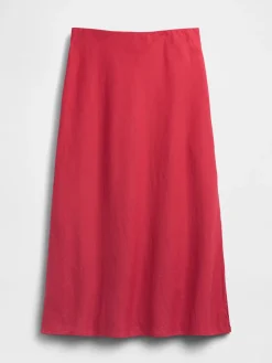 Linen-Blend Maxi Slip Skirt