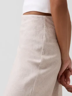 Linen-Blend Maxi Slip Skirt
