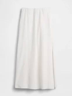 Linen-Blend Maxi Slip Skirt