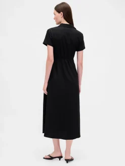 Linen-Blend Midi Shirtdress