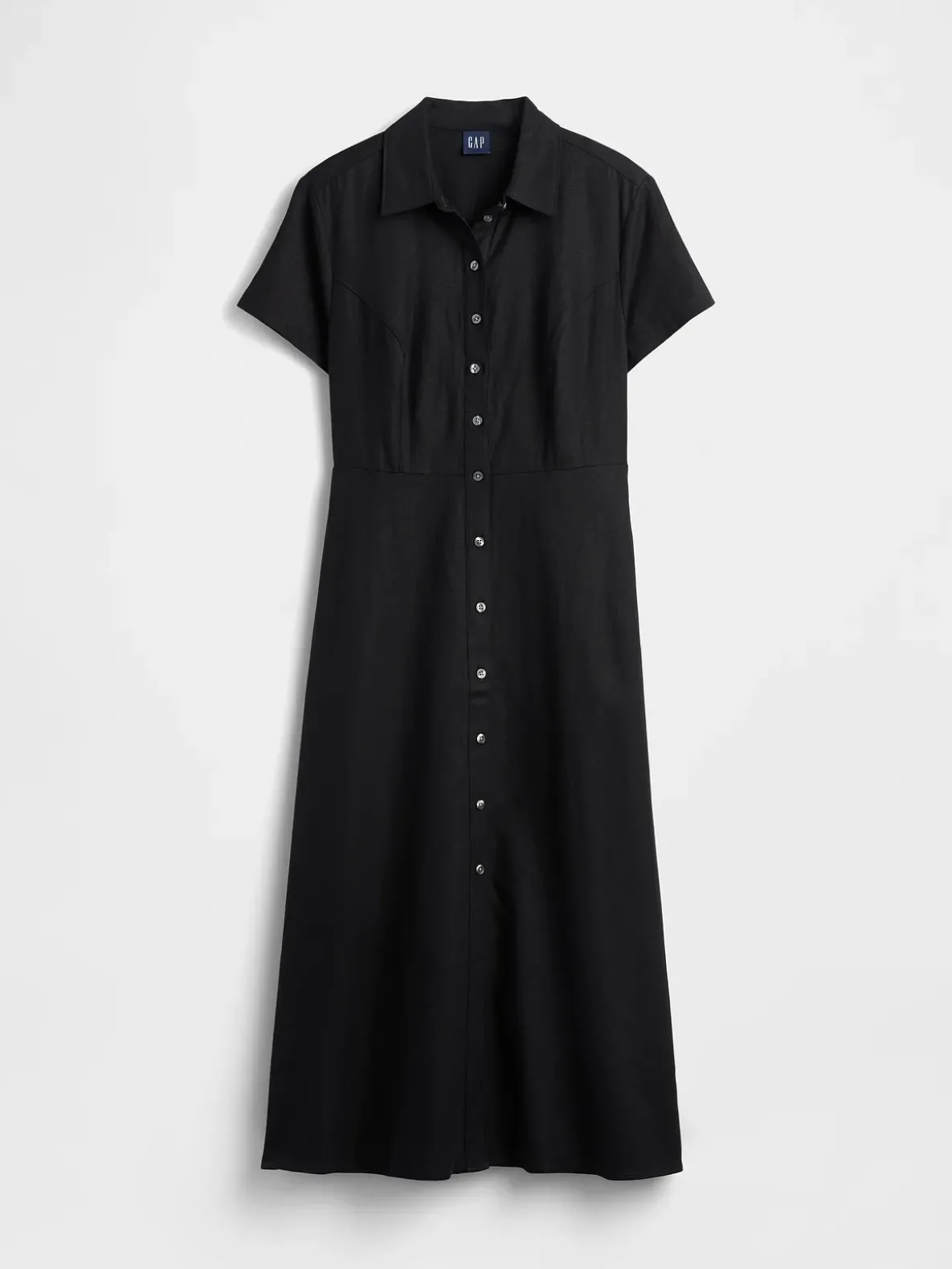 Linen-Blend Midi Shirtdress