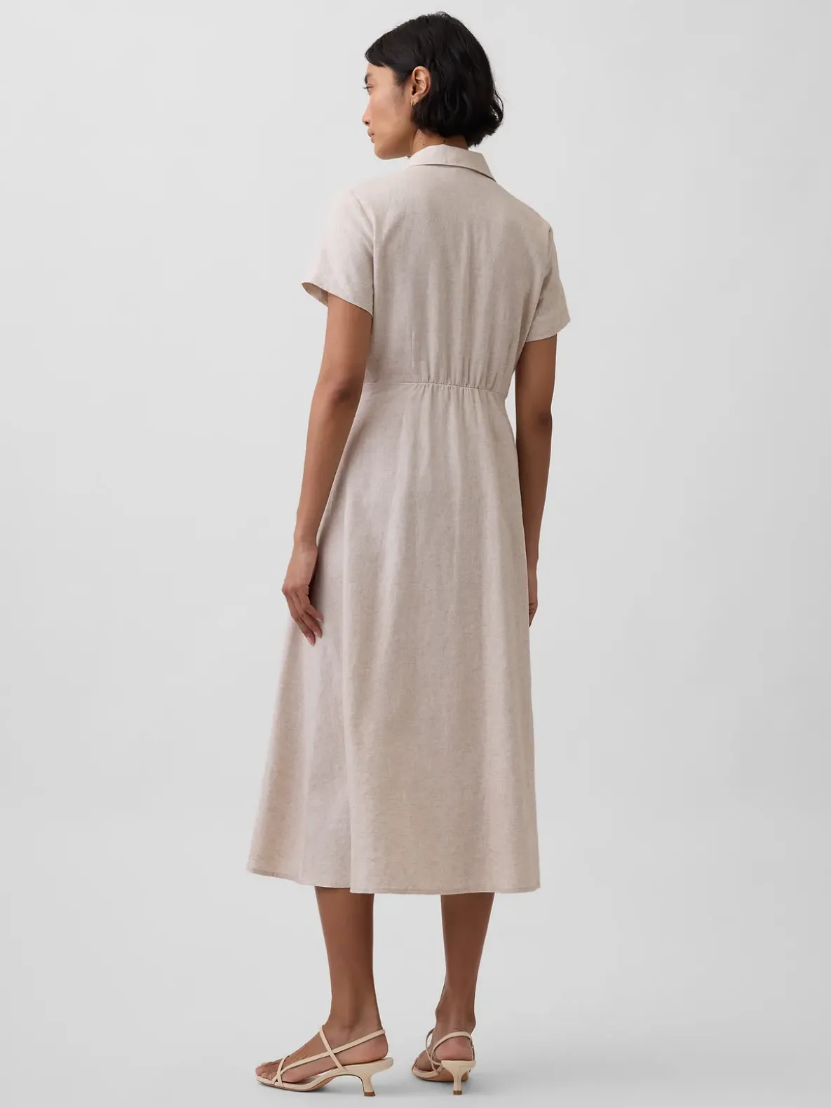 Linen-Blend Midi Shirtdress