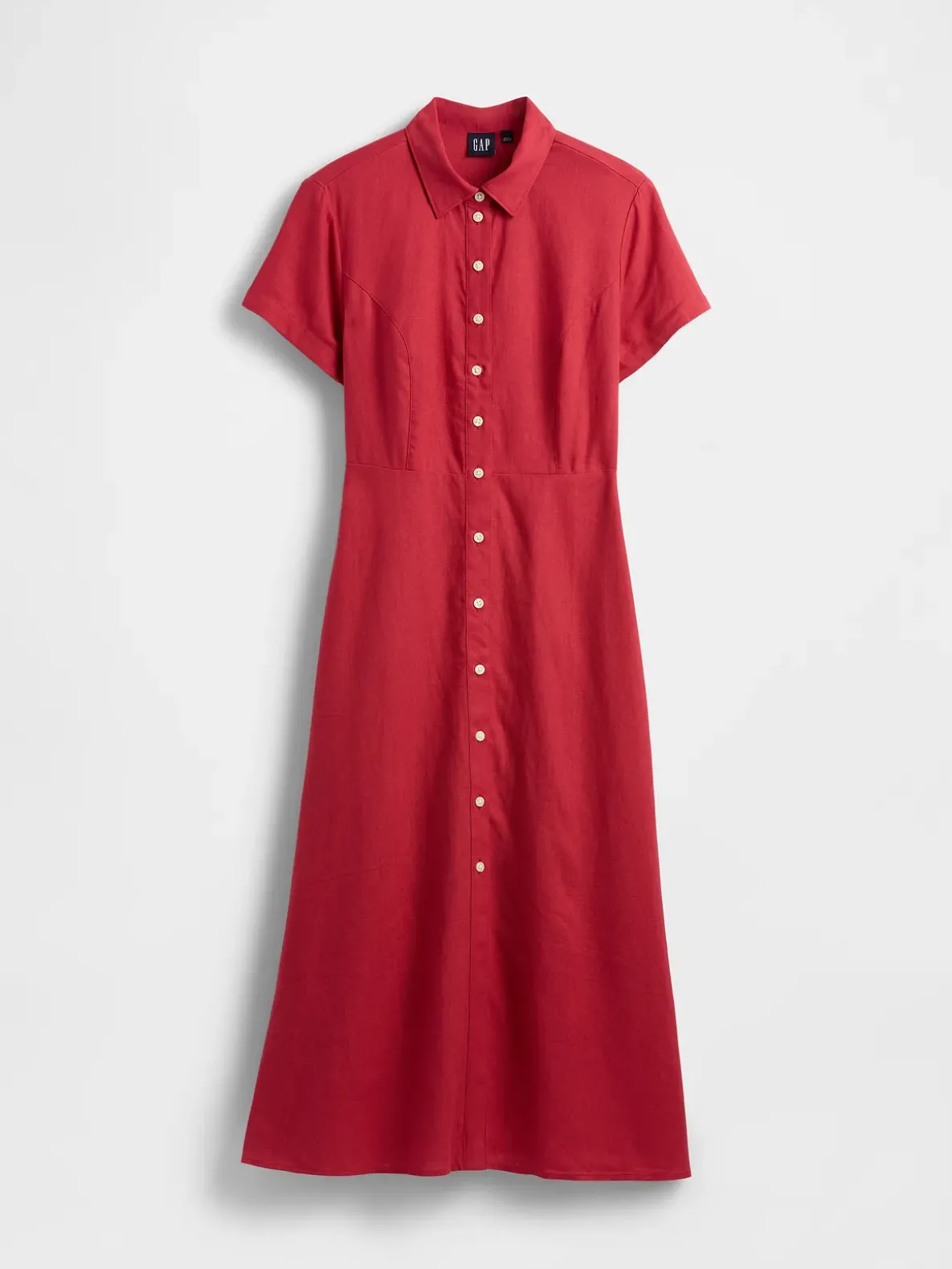 Linen-Blend Midi Shirtdress