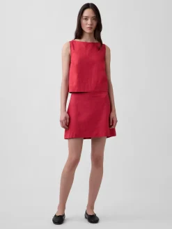 Linen-Blend Mini Skort