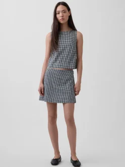 Linen-Blend Mini Skort