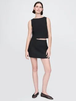 Linen-Blend Mini Skort
