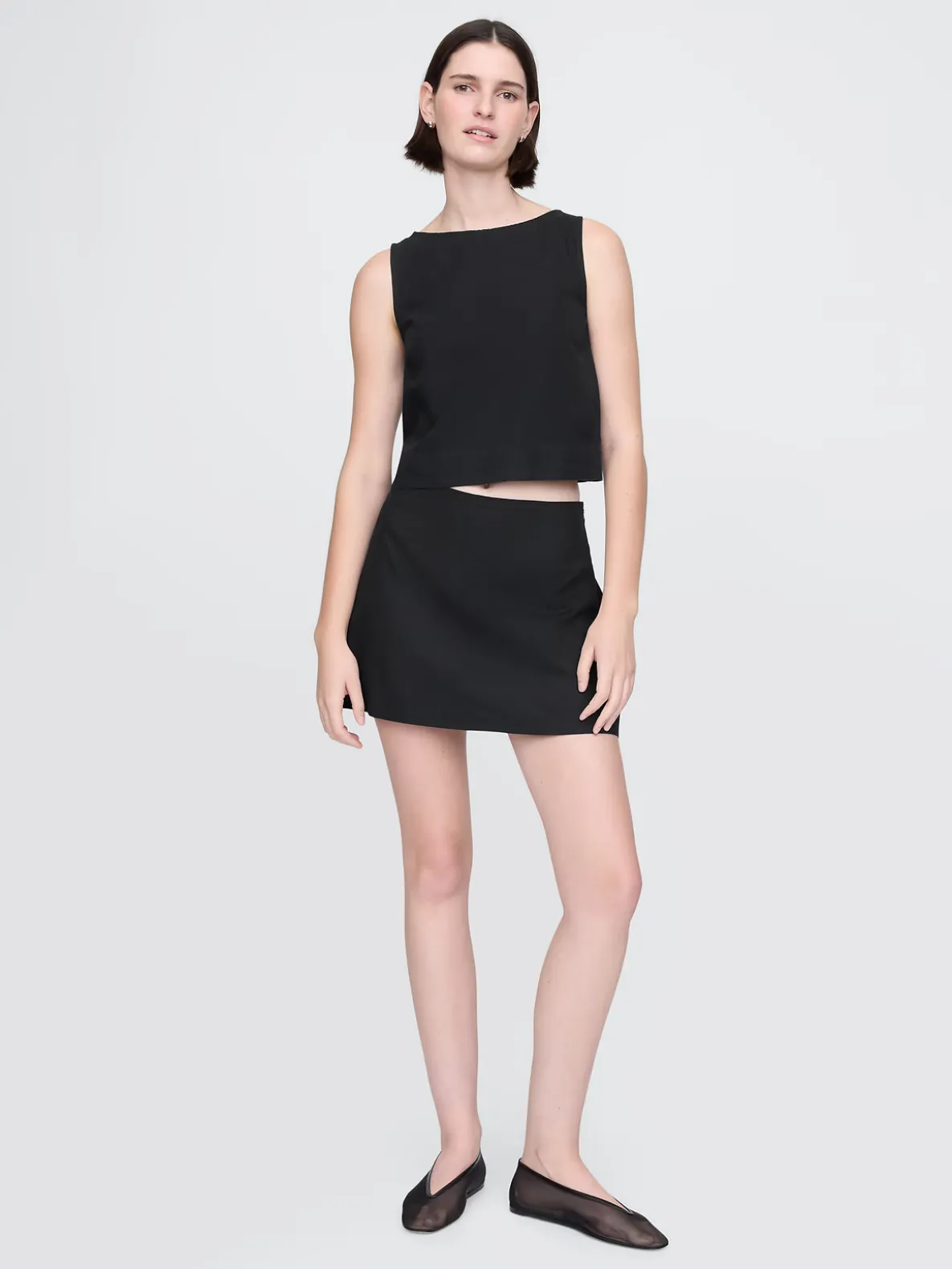 Linen-Blend Mini Skort
