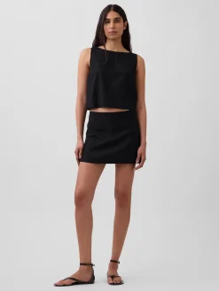 Linen-Blend Mini Skort