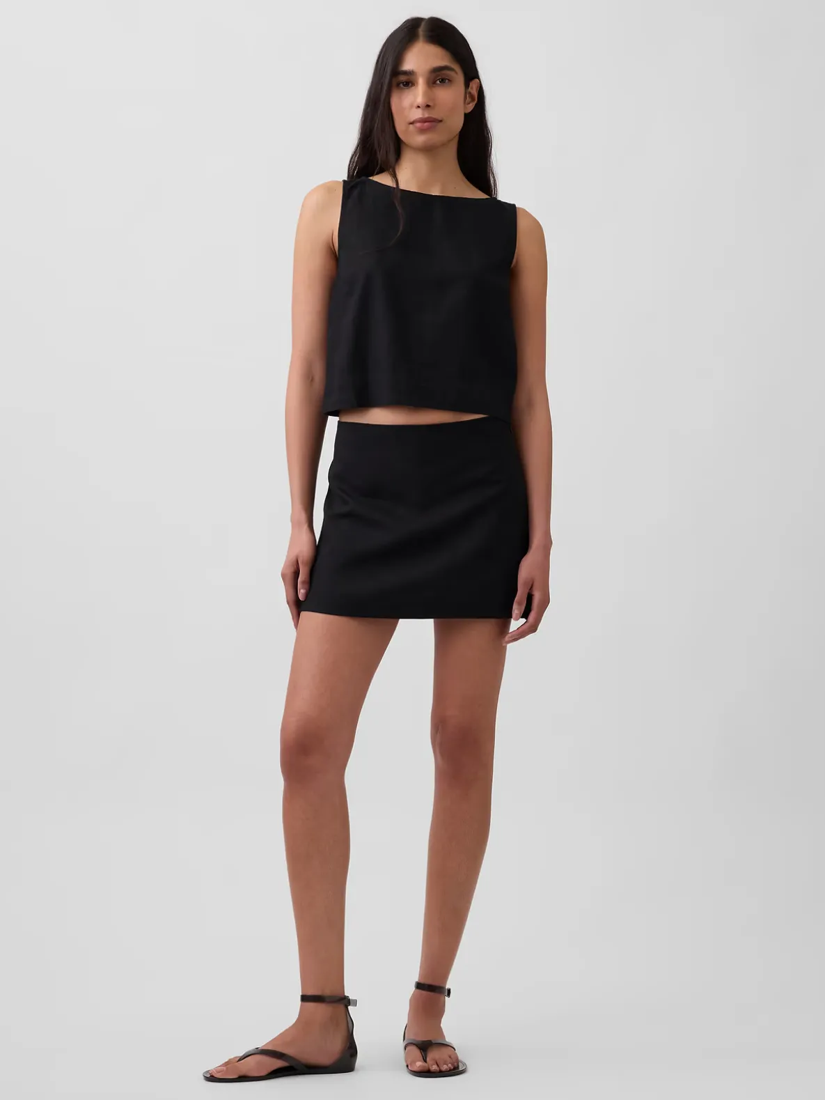 Linen-Blend Mini Skort