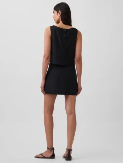 Linen-Blend Mini Skort