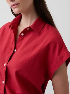 Linen-Blend Oversized Shirt