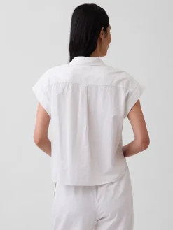 Linen-Blend Oversized Shirt