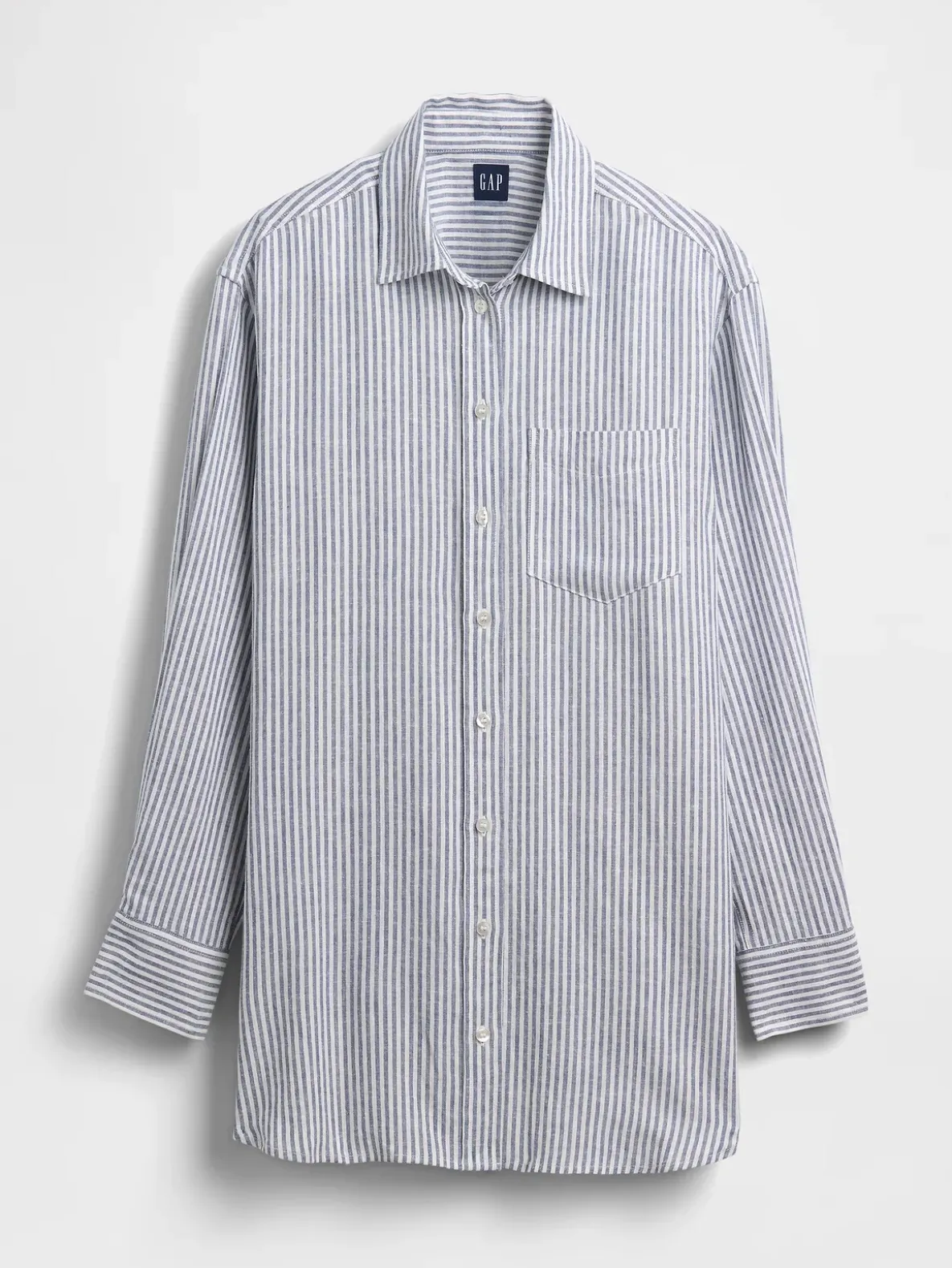 Linen-Blend Oversized Tunic Shirt