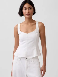 Linen-Blend Peplum Top