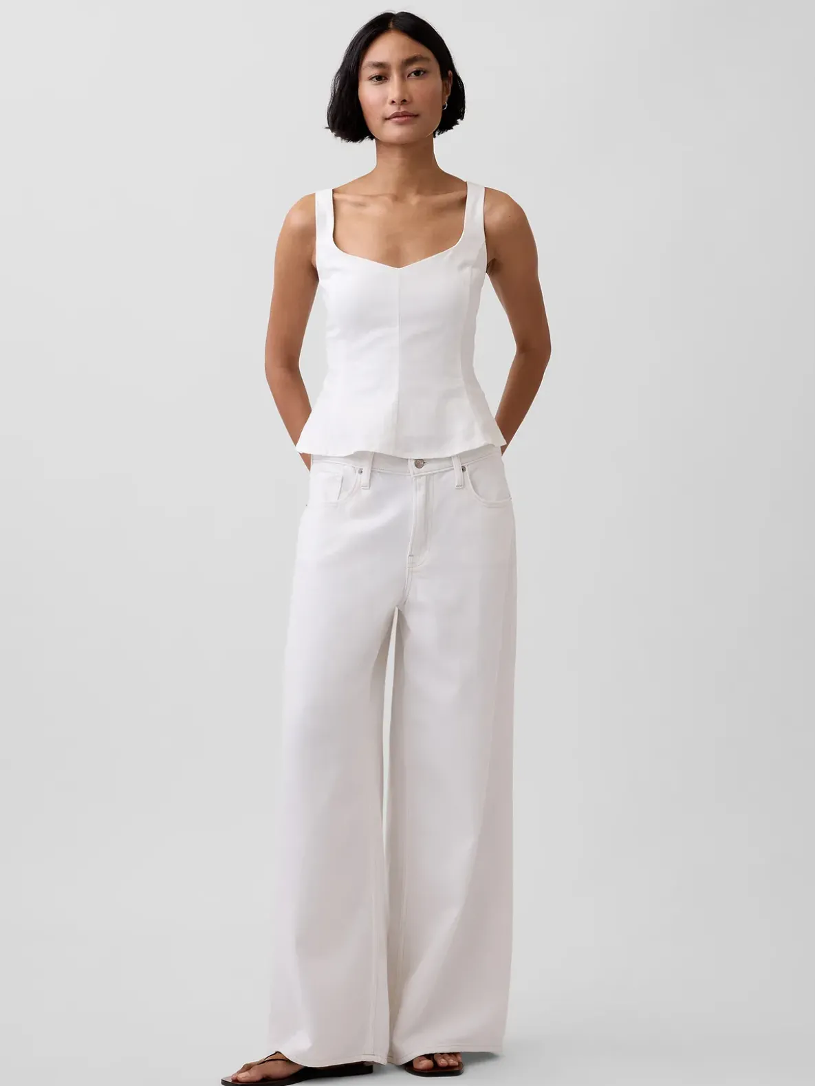 Linen-Blend Peplum Top