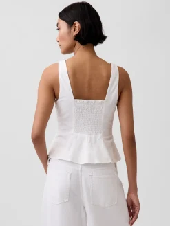 Linen-Blend Peplum Top