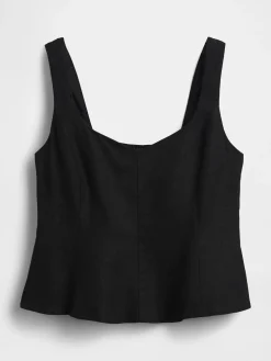 Linen-Blend Peplum Top