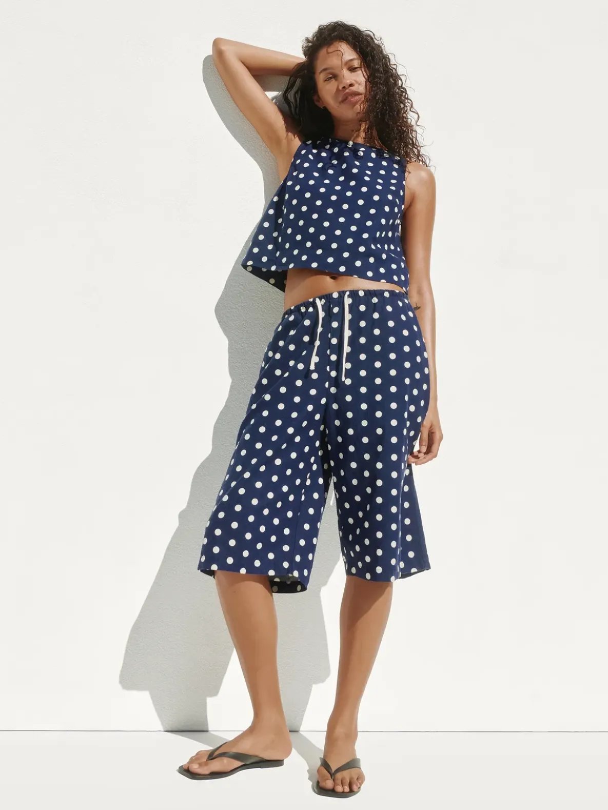 Linen-Blend Relaxed Easy Culotte Pants