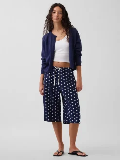 Linen-Blend Relaxed Easy Culotte Pants