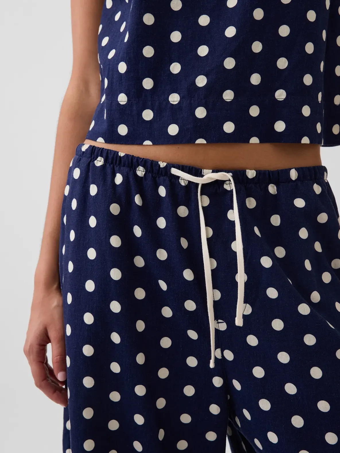 Linen-Blend Relaxed Easy Culotte Pants