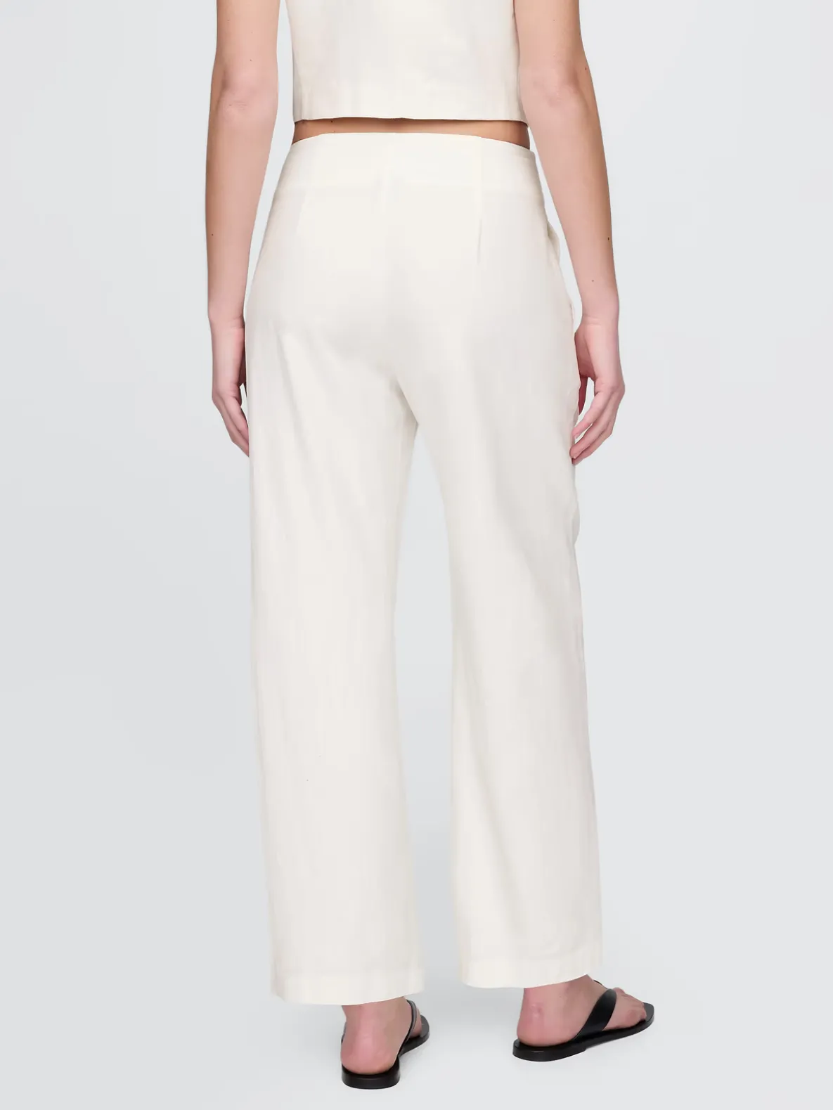 Linen-Blend Relaxed Straight Ankle Pants